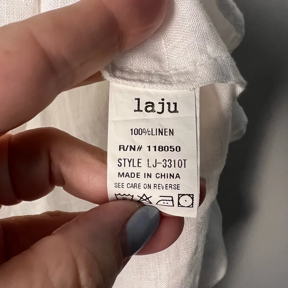 laju White Off-Shoulder Linen Blouse Classic Timeless Neutral Capsule - Picture 5 of 8